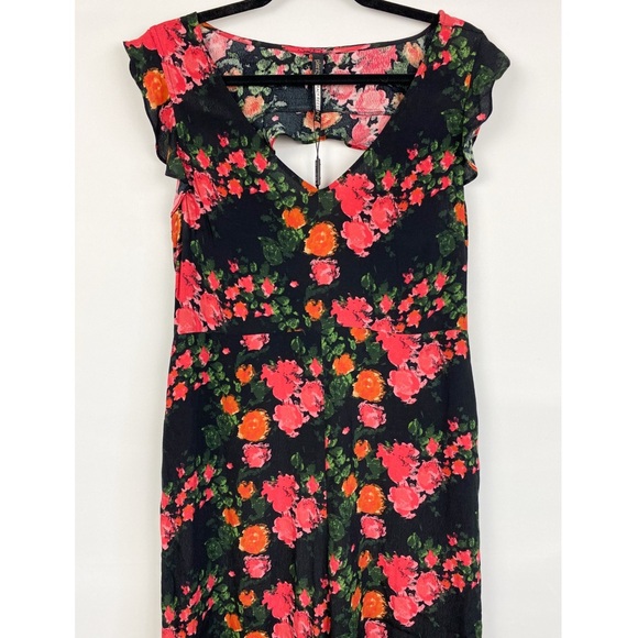 NWT Anthropologie Plenty Tracy Reese Lauretta Floral Wide Leg Jumpsuit Black - M - Picture 4 of 13